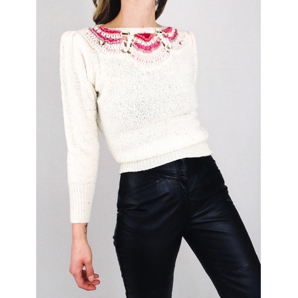 Vintage Decorative Collar Sweater | Size S - Picture 2 of 16
